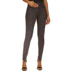 Michael Kors Leopard Print Selma Skinny High Rise Jeans Black Womens Size, 8 NWT
